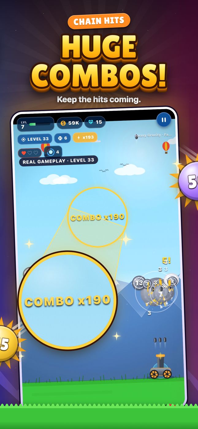 Keep the hits coming for combos.