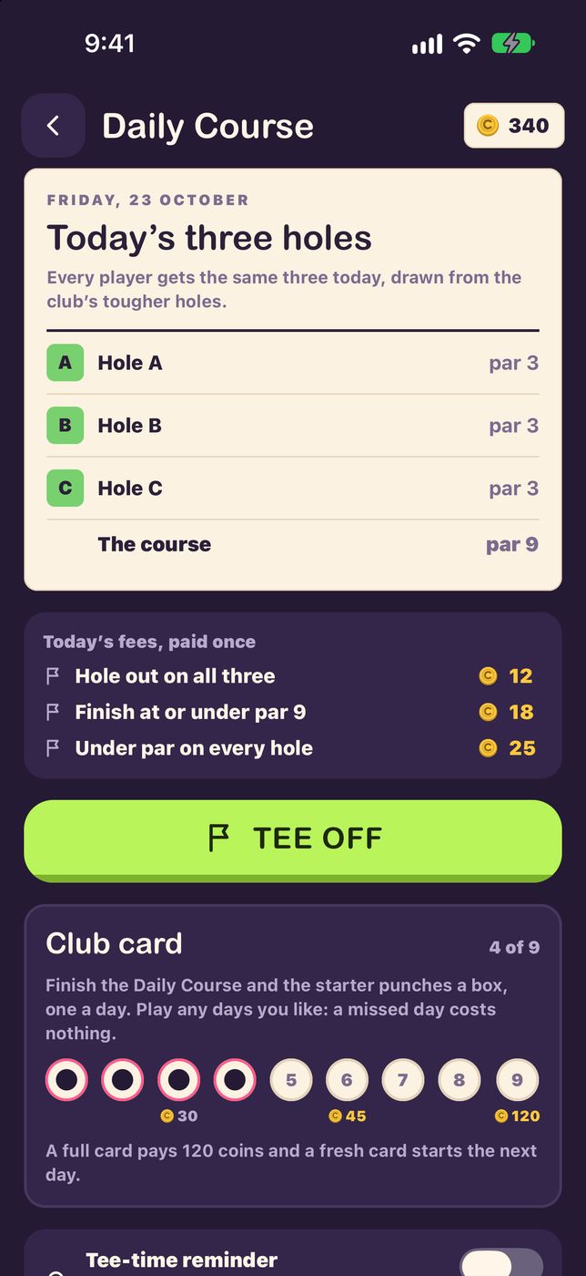 The Daily Course and your club card.