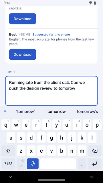 The keyboard in the day theme, fixing “tomorow”