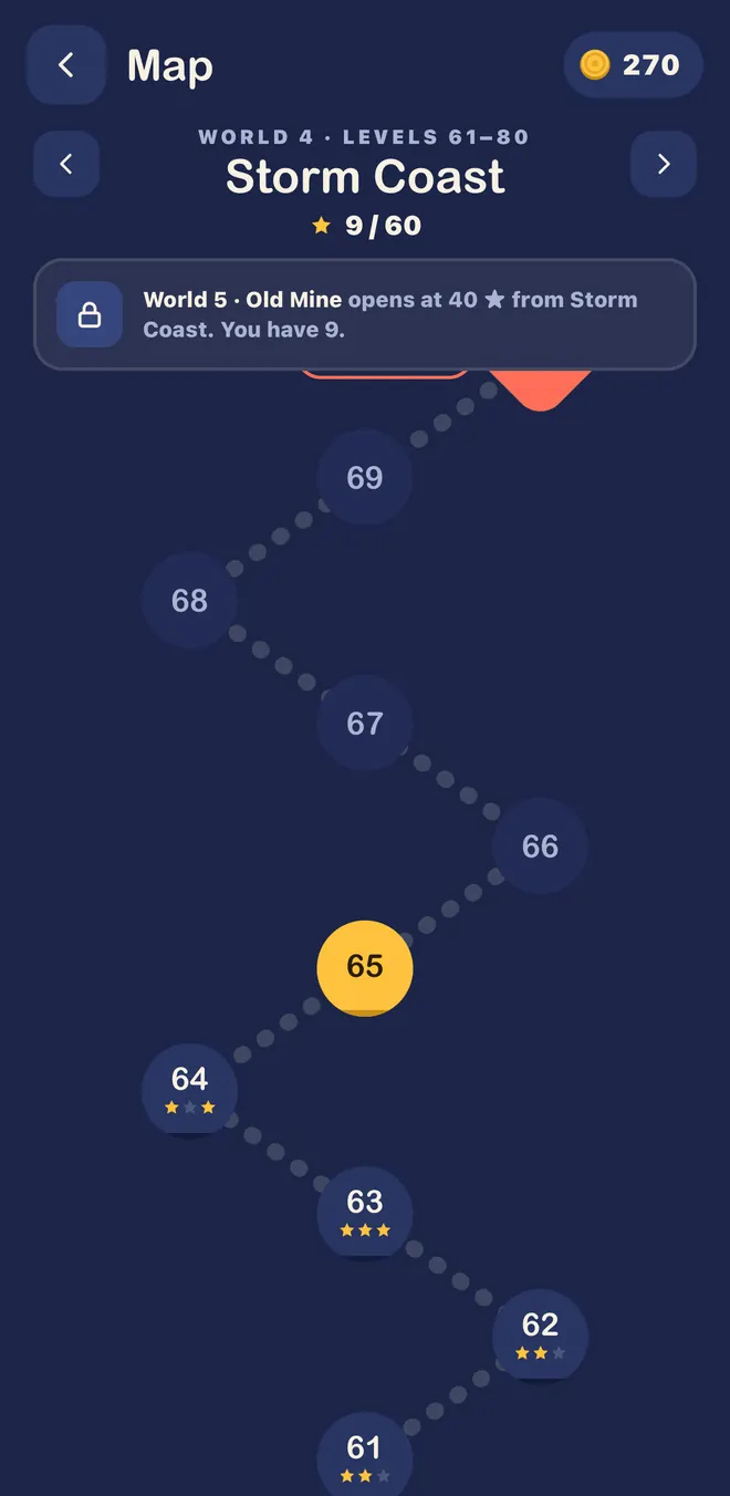 The map of Storm Coast, level by level
