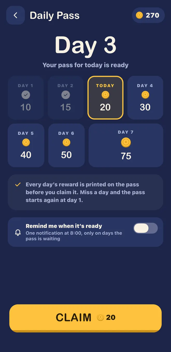 The Daily Pass on day 3