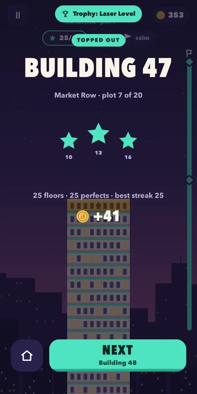 Building 47 topped out with three stars
