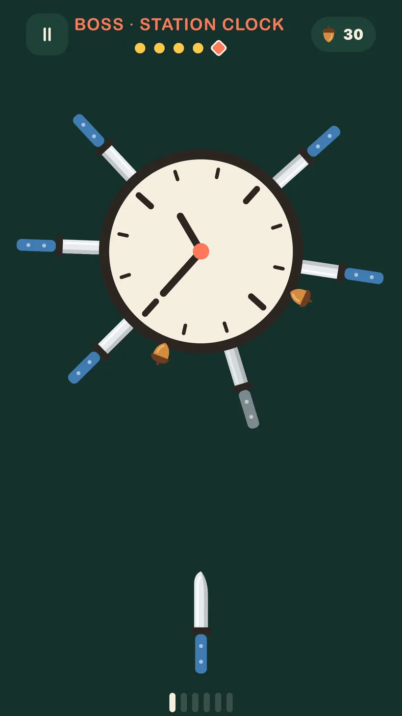 The Station Clock boss with knives stuck all around it