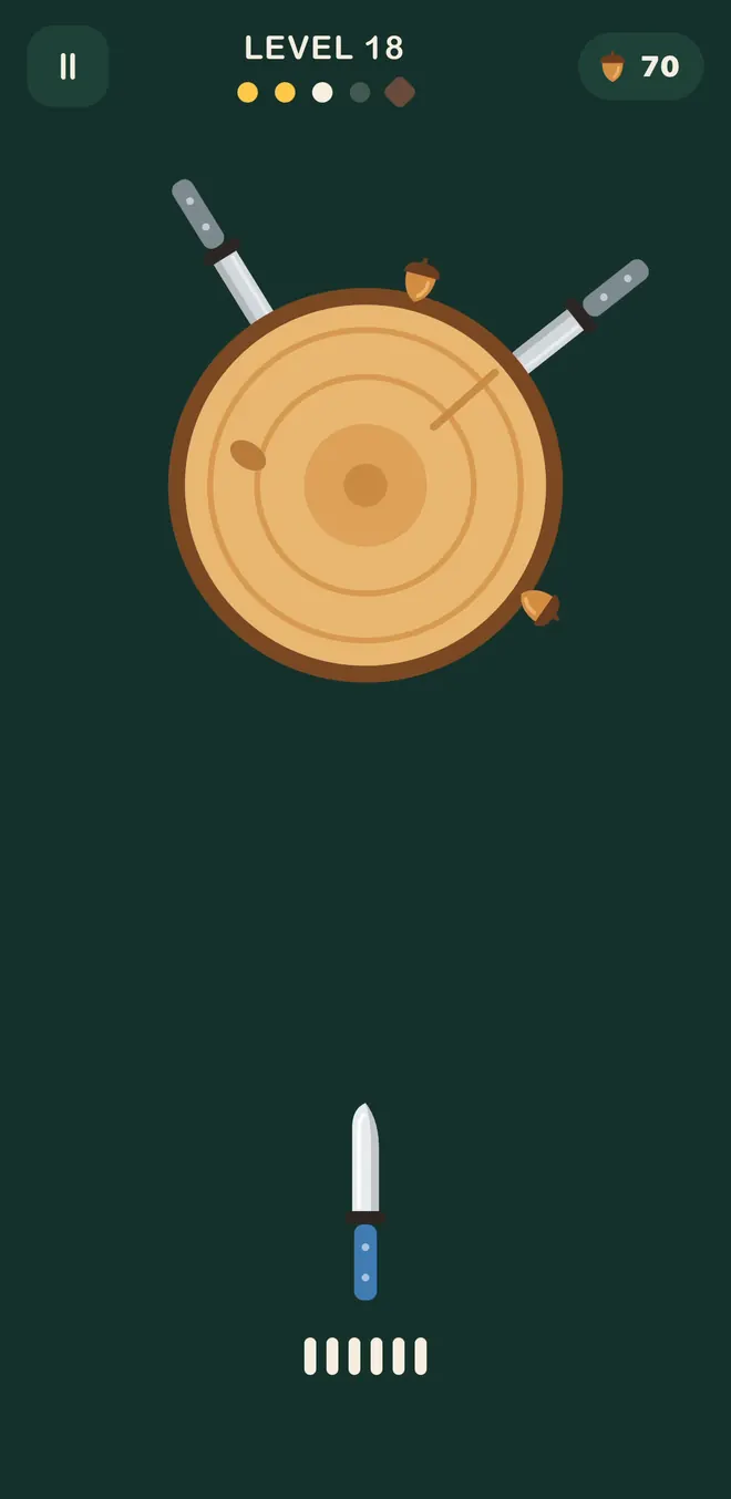 Level 18 starts with knives already in the log